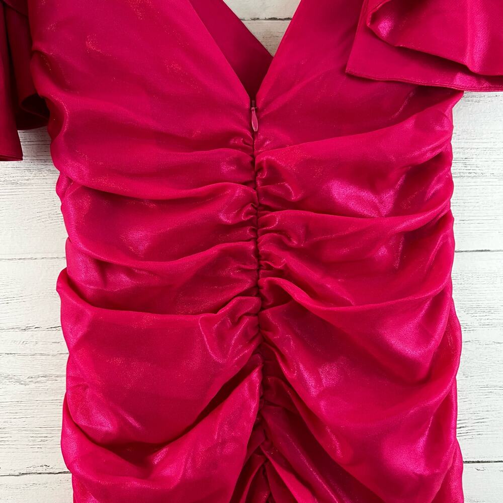 Lovers + Friends Hot Pink Ruffle Bodycon Mini Dress Size XS - Picture 4 of 8